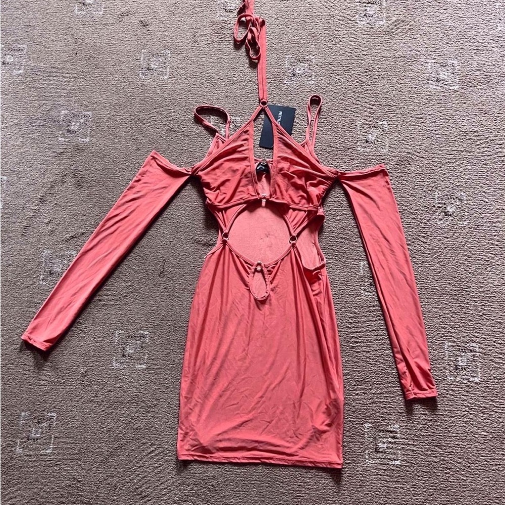 PrettyLittleThing Coral Ring Detail Dress